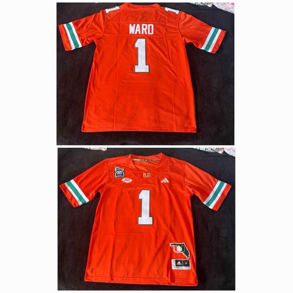 Miami Hurricanes x Adidas x Cam Ward #1 2024 Pop Tarts Bowl orange jersey medium